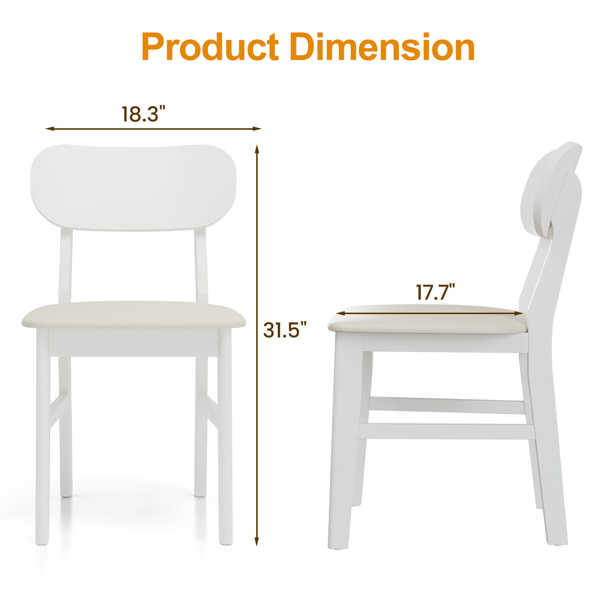 Modern Wooden Dining Chairs Set Of 2 With Solid Wood Legs White_voghion.com